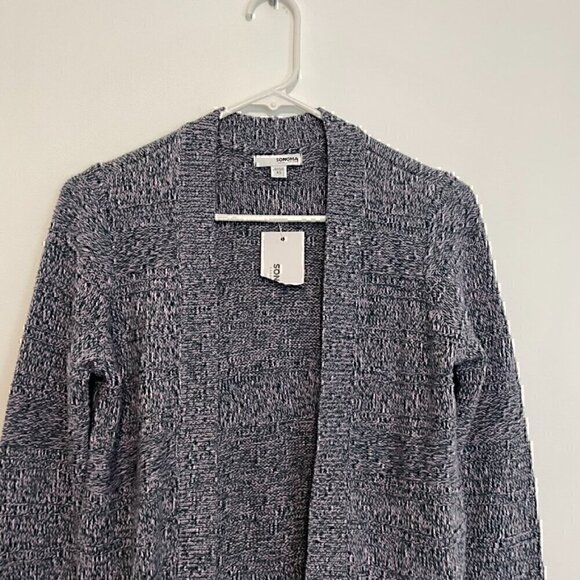 NEW NWT SONOMA Allover Stitch Cardigan Teal Lilac Lavender Pink Open Sweater XS - Picture 3 of 14